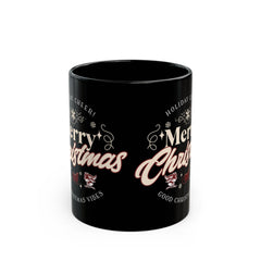 StyleMZ - Taza negra con texto "Happy Vibes" (11 oz, 15 oz) - StyleMZ 