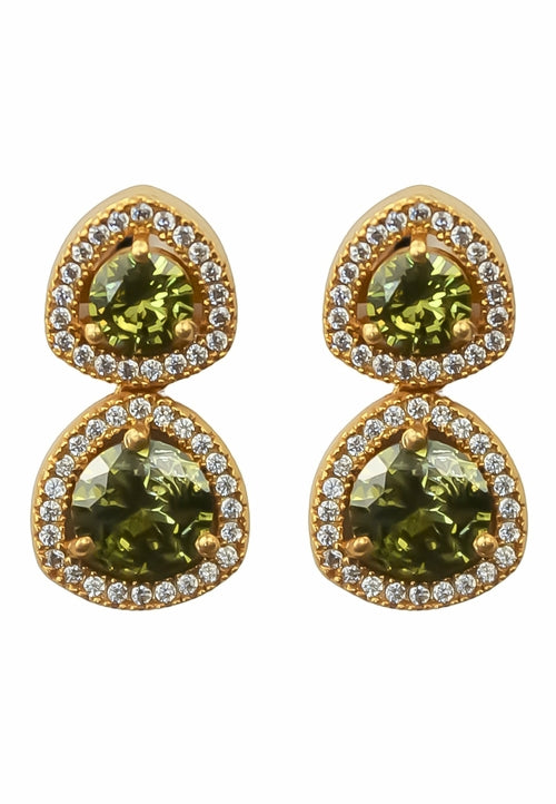 Nikobar Stone Earrings with Gold Plating and Crystals