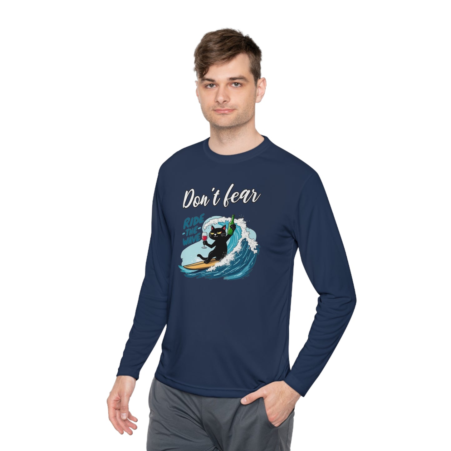 Korea -  Don't fear, ride the wave Unisex Lightweight Long Sleeve Tee  - StyleMZ