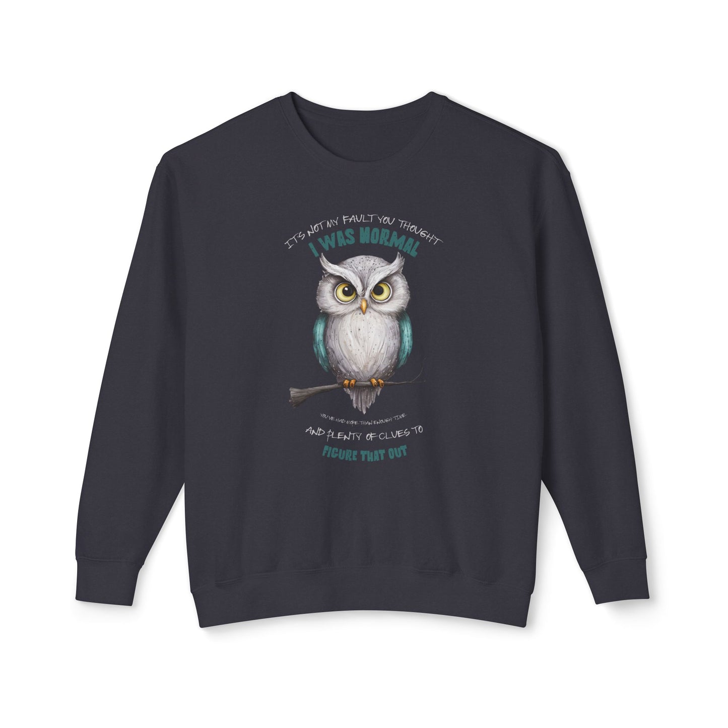 Corea - Sudadera unisex ligera de cuello redondo con mensaje de Quirky Owl - StyleMZ 