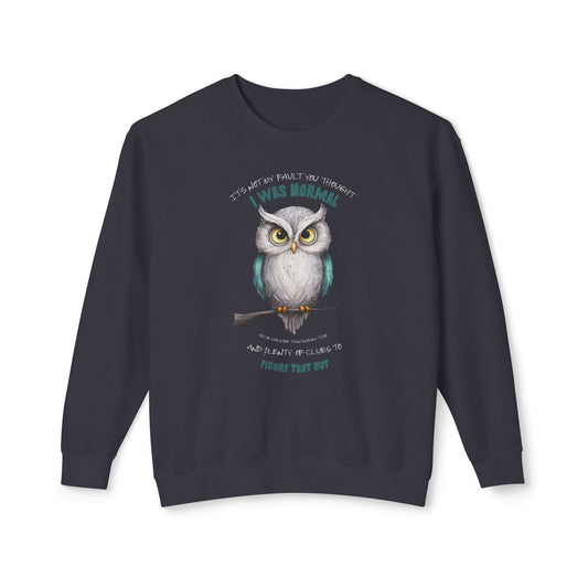 Korea -  Quirky Owl's Message Unisex Lightweight Crewneck Sweatshirt  - StyleMZ