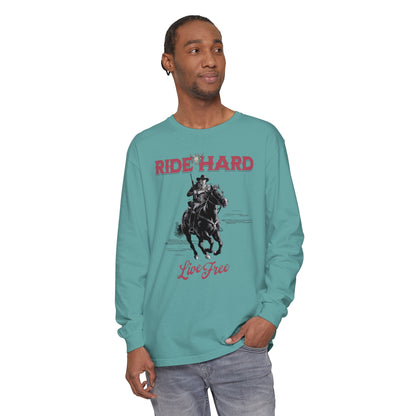 Ride hard Unisex Garment-dyed Long Sleeve T-Shirt - StyleMZ