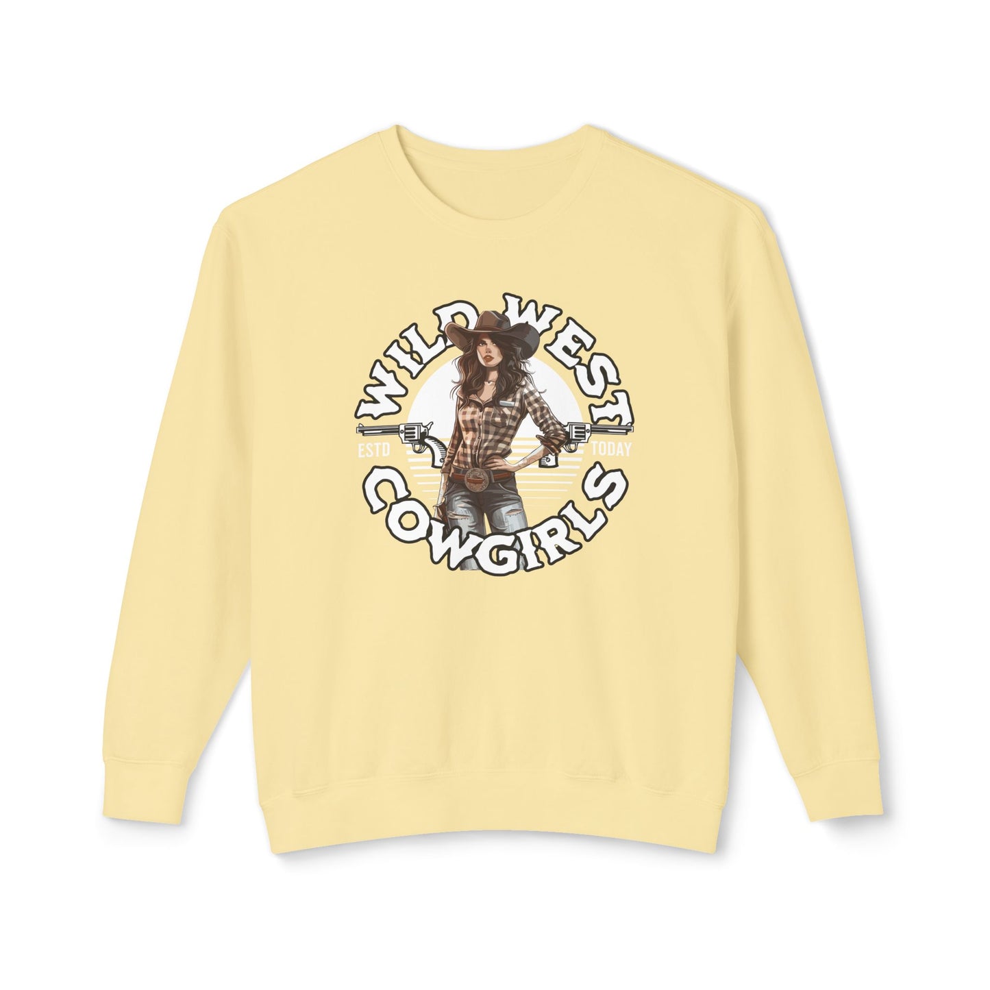 Wild West Cowgirls Unisex Lightweight Crewneck Sweatshirt  - StyleMZ