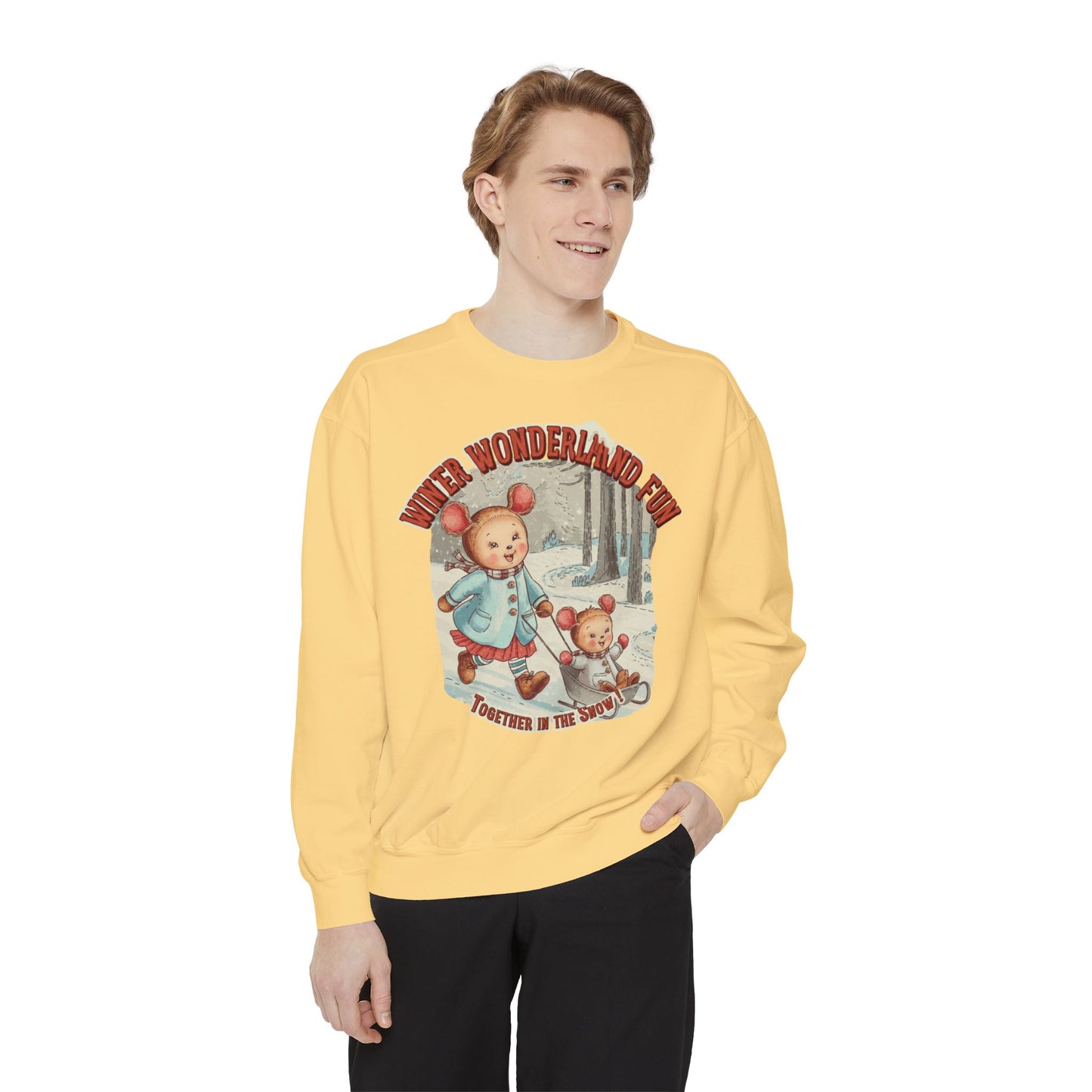 Korea -  Winter wonderland fun Unisex Garment-Dyed Sweatshirt  - StyleMZ