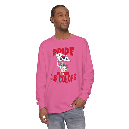 Korea -  Pride in our colors Unisex Garment-dyed Long Sleeve T-Shirt  - StyleMZ