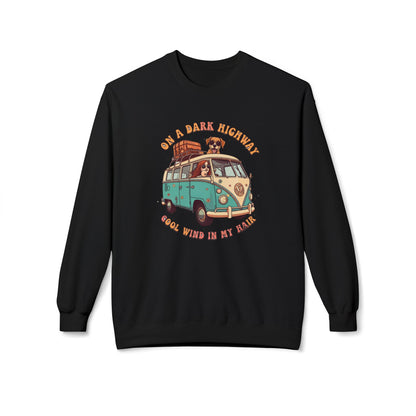 Korea -  On a dark highway Unisex Midweight Softstyle Fleece Crewneck Sweatshirt  - StyleMZ