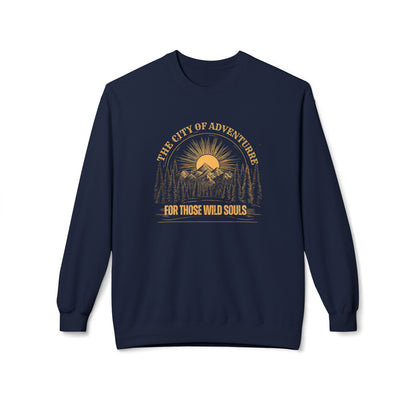 The city of adventure Unisex Midweight Softstyle Fleece Crewneck Sweatshirt - StyleMZ - Stylemz