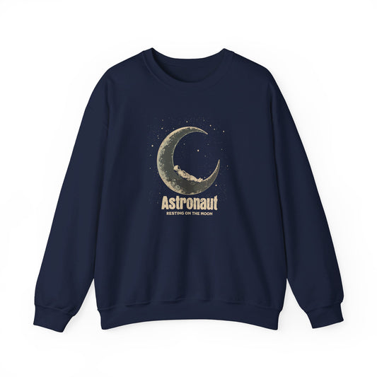 Corea - Sudadera unisex de cuello redondo Heavy Blend™ con astronauta descansando en la luna - StyleMZ 