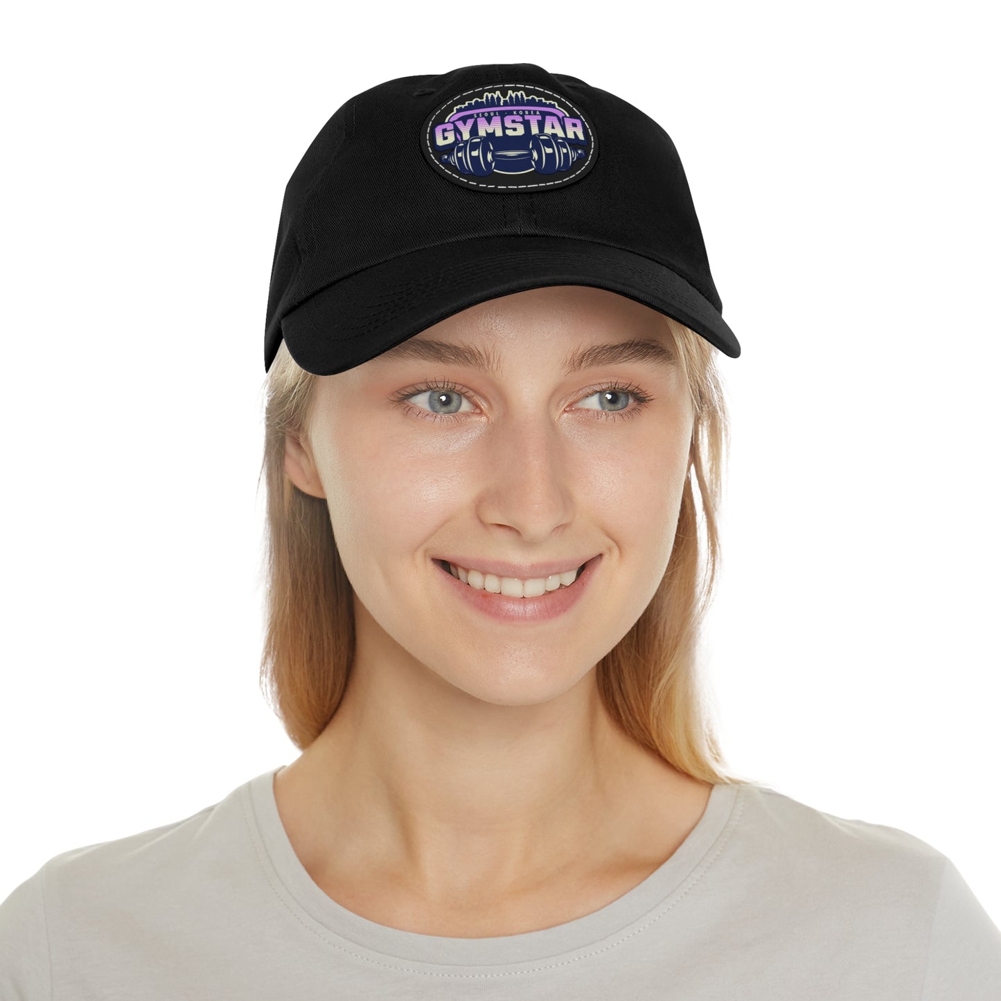 Korea -  GYMSTAR Hat with Leather Patch (Round)  - StyleMZ