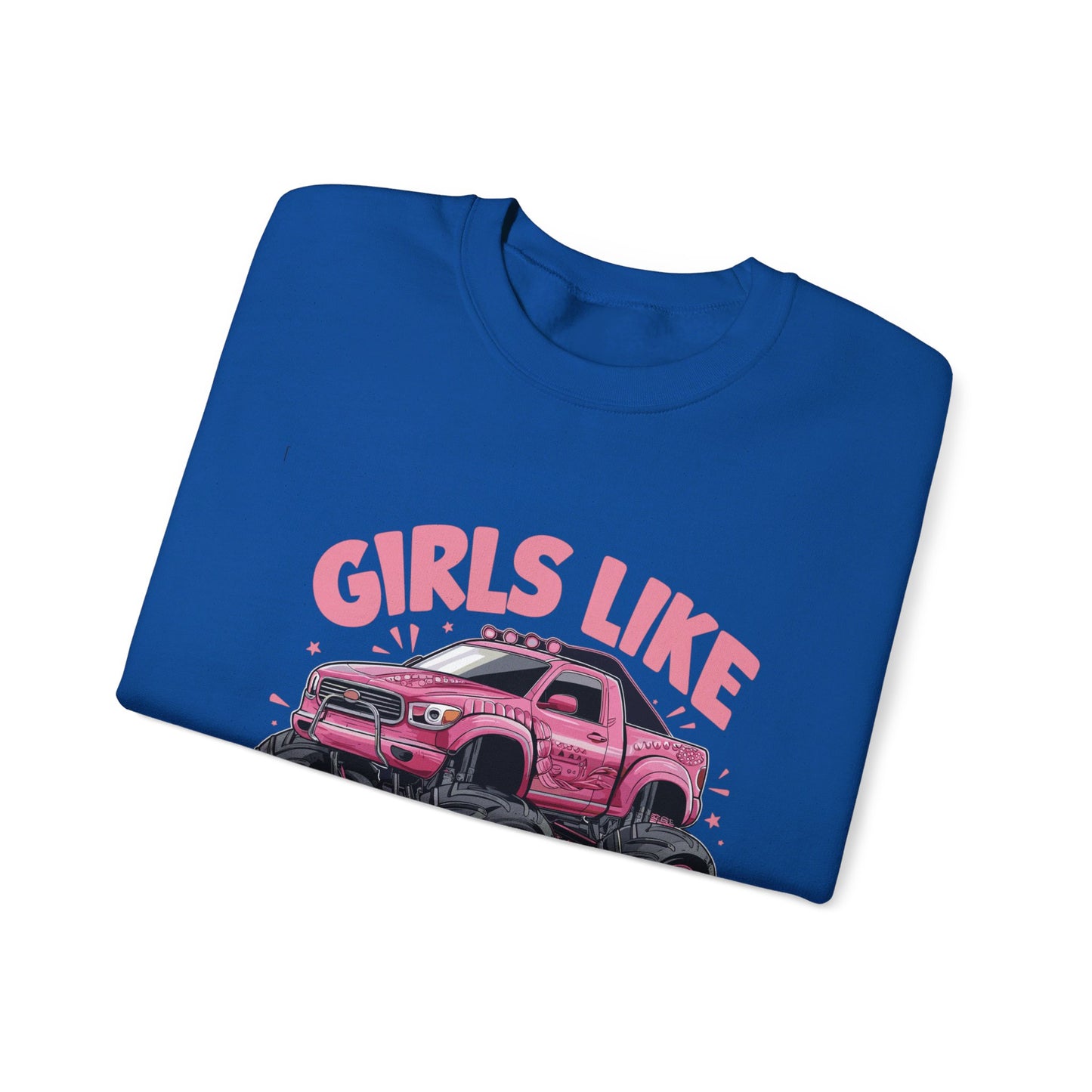 Korea -  Girls like monster trucks Unisex Heavy Blend™ Crewneck Sweatshirt  - StyleMZ