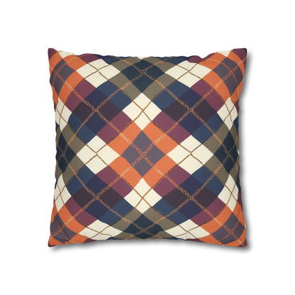 Warm Harvest Argyle Spun Polyester Square Pillowcase - StyleMZ