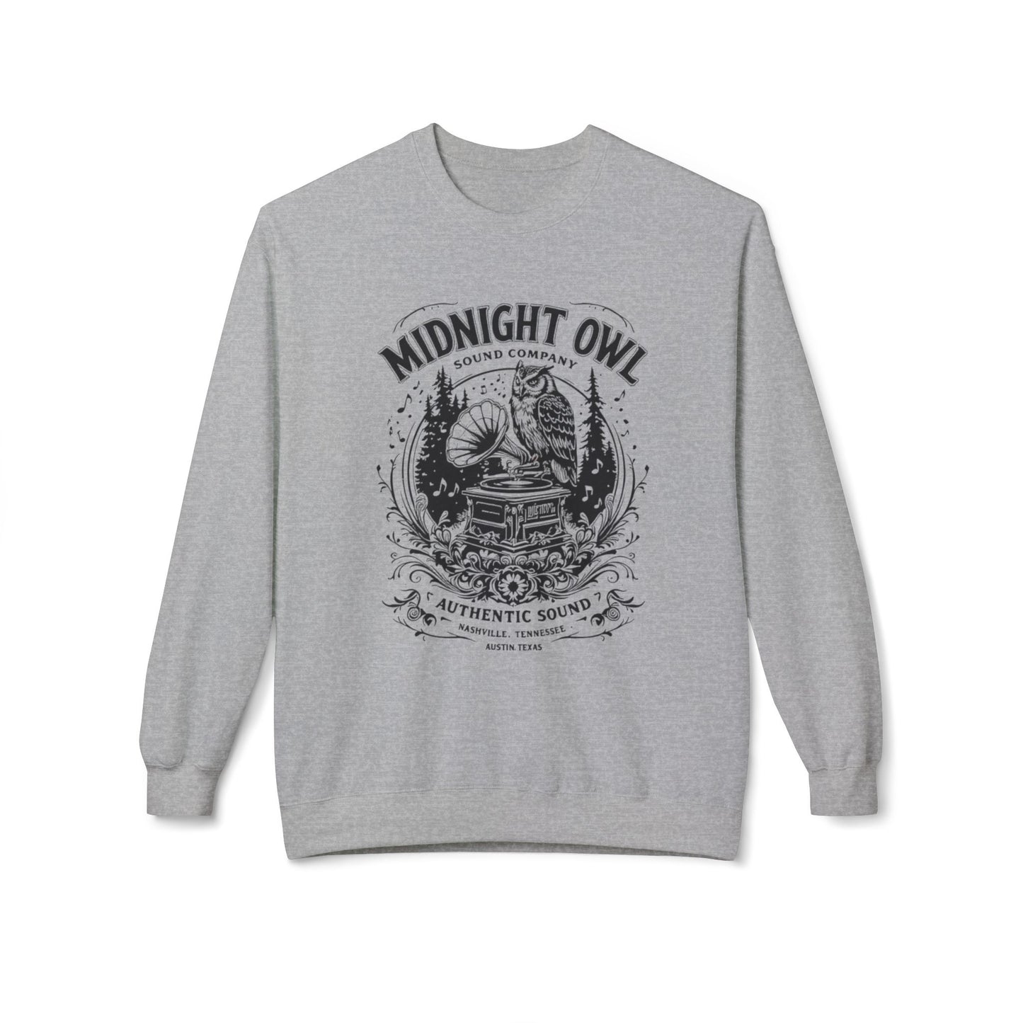 Midnight Owl Unisex Midweight Softstyle Fleece Crewneck Sweatshirt - StyleMZ