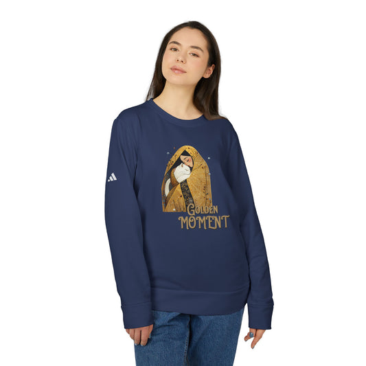 Sudadera unisex con cuello redondo y forro polar Golden Moment de adidas - StyleMZ 