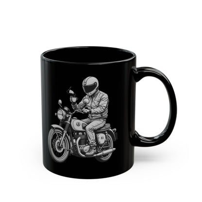 Motorcycle Rider with Coffee Black Mug (11oz, 15oz) - StyleMZ