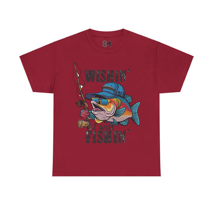 Whishing I was fishing Unisex Heavy Cotton Tee - StyleMZ