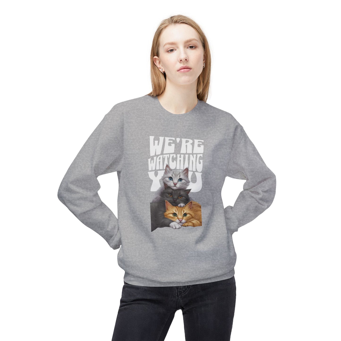 Korea -  We're watching you Unisex Midweight Softstyle Fleece Crewneck Sweatshirt  - StyleMZ