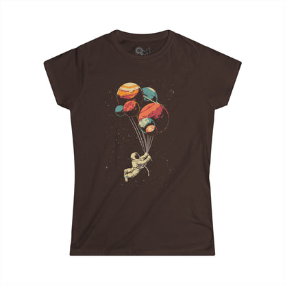 Astronaut and balloon Women's Softstyle Tee - StyleMZ