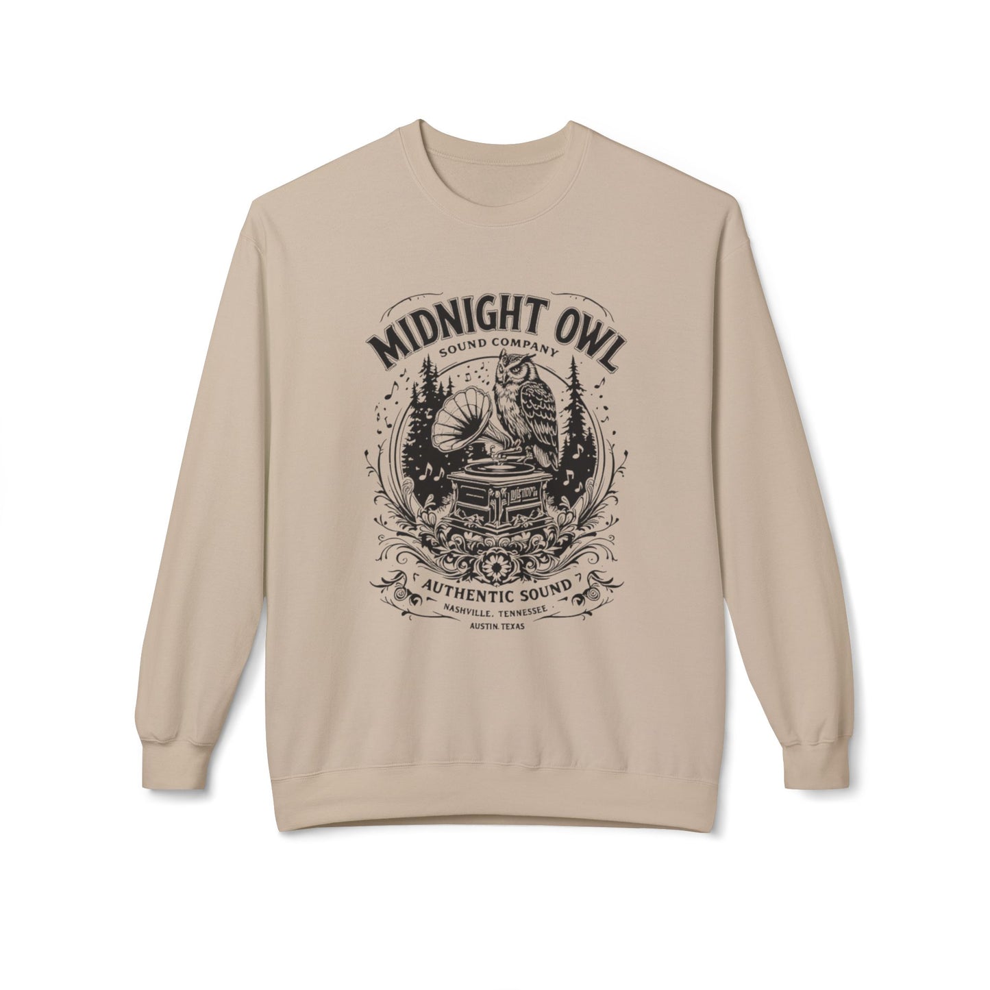 Midnight Owl Unisex Midweight Softstyle Fleece Crewneck Sweatshirt - StyleMZ