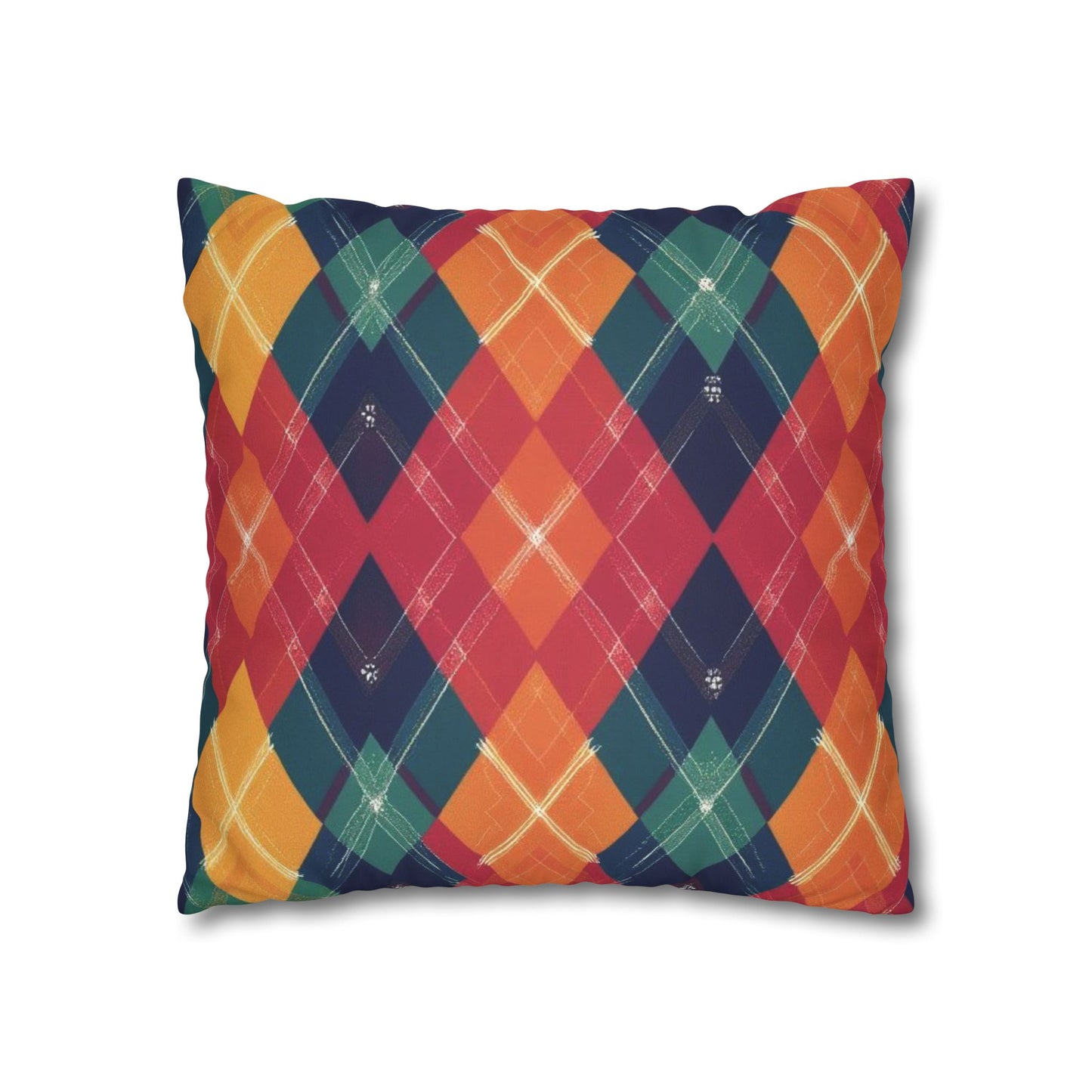 Festive Firelight Plaid Faux Suede Square Pillowcase - StyleMZ