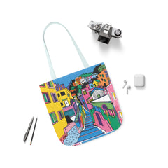 Korea -  The hillside village in Korea Canvas Tote Bag, 5-Color Straps  - StyleMZ