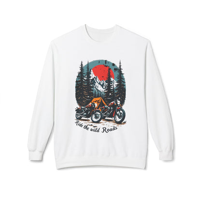 Ride the wild roads Unisex Midweight Softstyle Fleece Crewneck Sweatshirt - StyleMZ - Stylemz