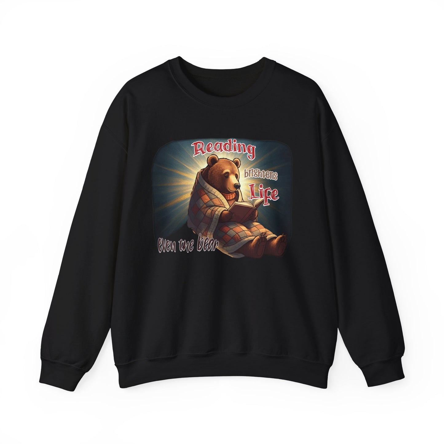 Reading brightens life, even the bear Unisex Heavy Blend™ Crewneck Sweatshirt - StyleMZ