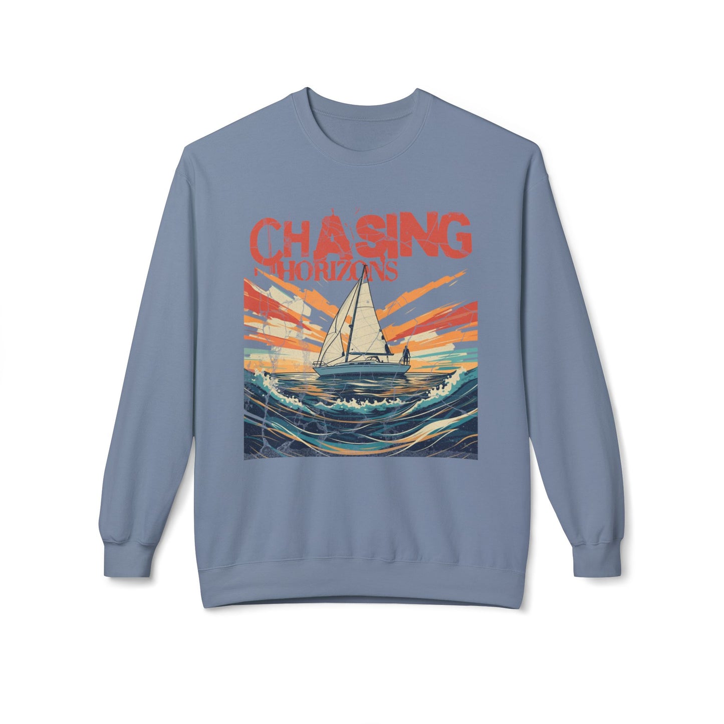 Chasing Horizons Unisex Midweight Softstyle Fleece Crewneck Sweatshirt  - StyleMZ