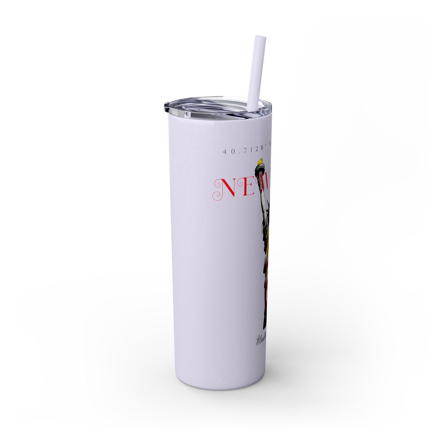 New York Glitter Skinny Tumbler with Straw, 20oz - StyleMZ