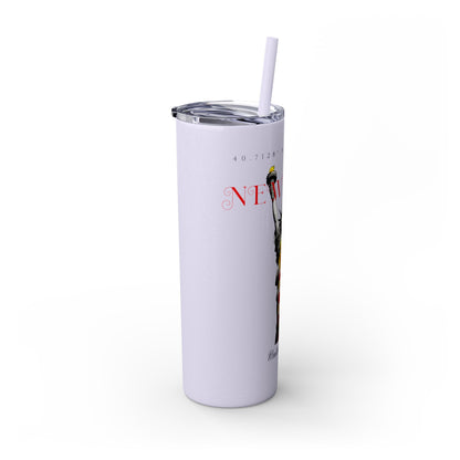 New York Glitter Skinny Tumbler with Straw, 20oz - StyleMZ