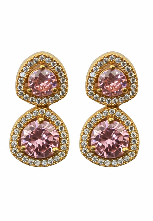 Nikobar Stone Earrings with Gold Plating and Crystals