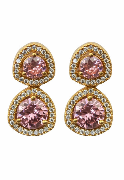 Nikobar Stone Earrings with Gold Plating and Crystals