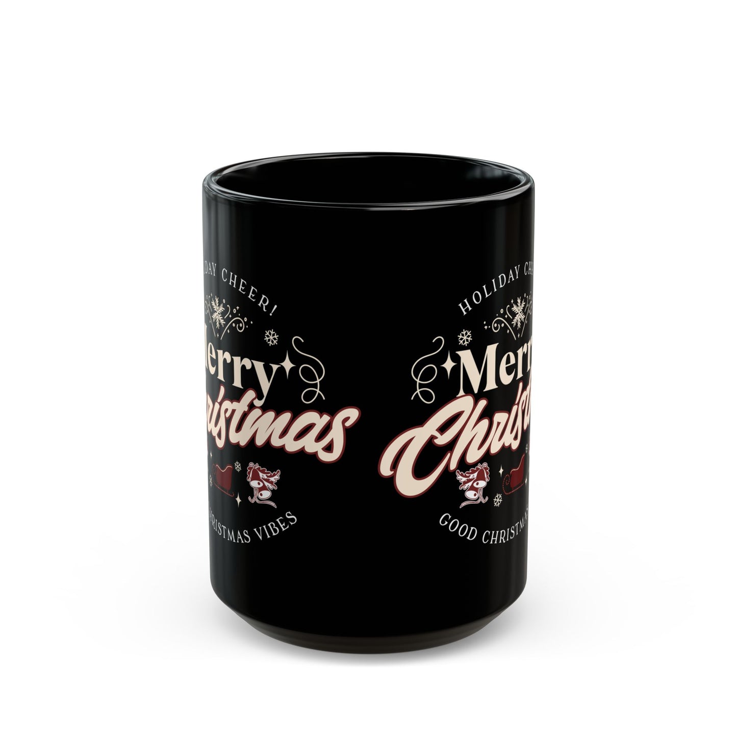 Merry Christmas Happy Vibes Black Mug (11oz, 15oz) - StyleMZ