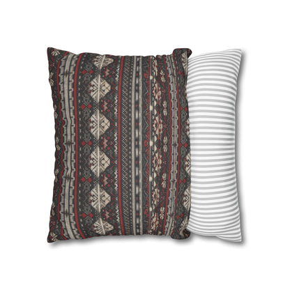 Nordic Knit Pattern Faux Suede Square Pillowcase - StyleMZ