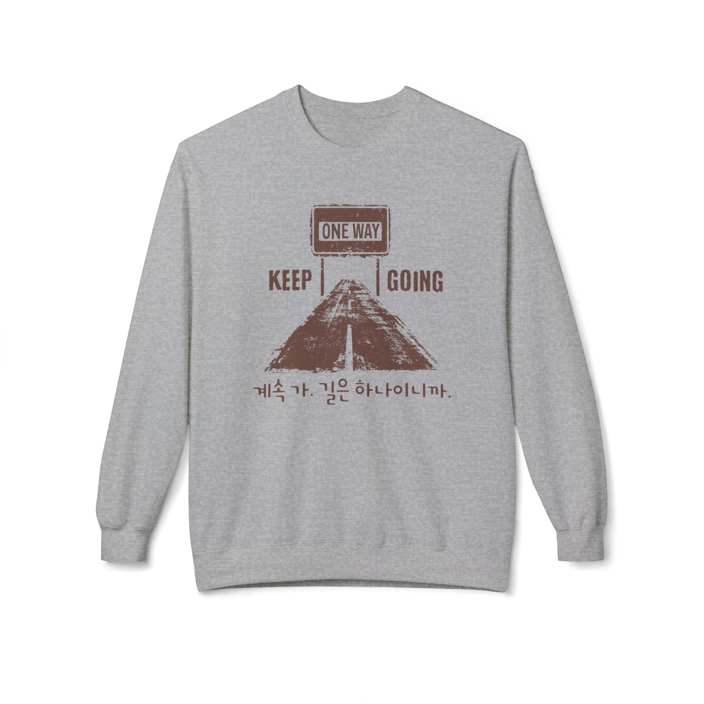 Korea -  One way, keep going II Unisex Midweight Softstyle Fleece Crewneck Sweatshirt  - StyleMZ