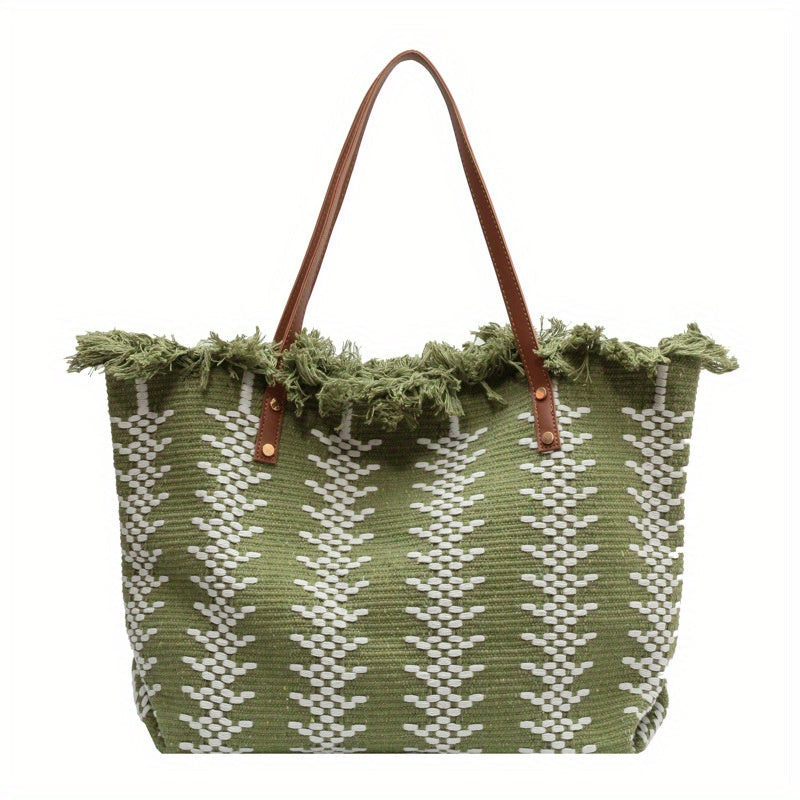 Bohemia Canvas Woven Tote Bag Simple Ethnic Purse Style