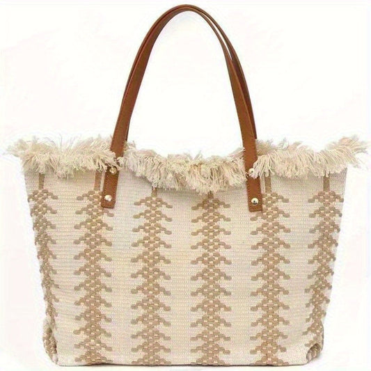 Bohemia Canvas Woven Tote Bag Simple Ethnic Purse Style