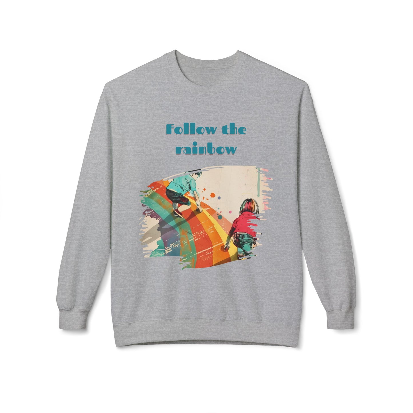 Korea -  Follow the rainbow Unisex Midweight Softstyle Fleece Crewneck Sweatshirt  - StyleMZ