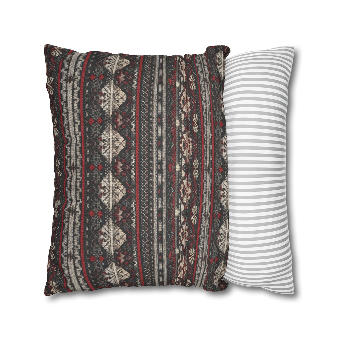 Nordic Knit Pattern Faux Suede Square Pillowcase - StyleMZ