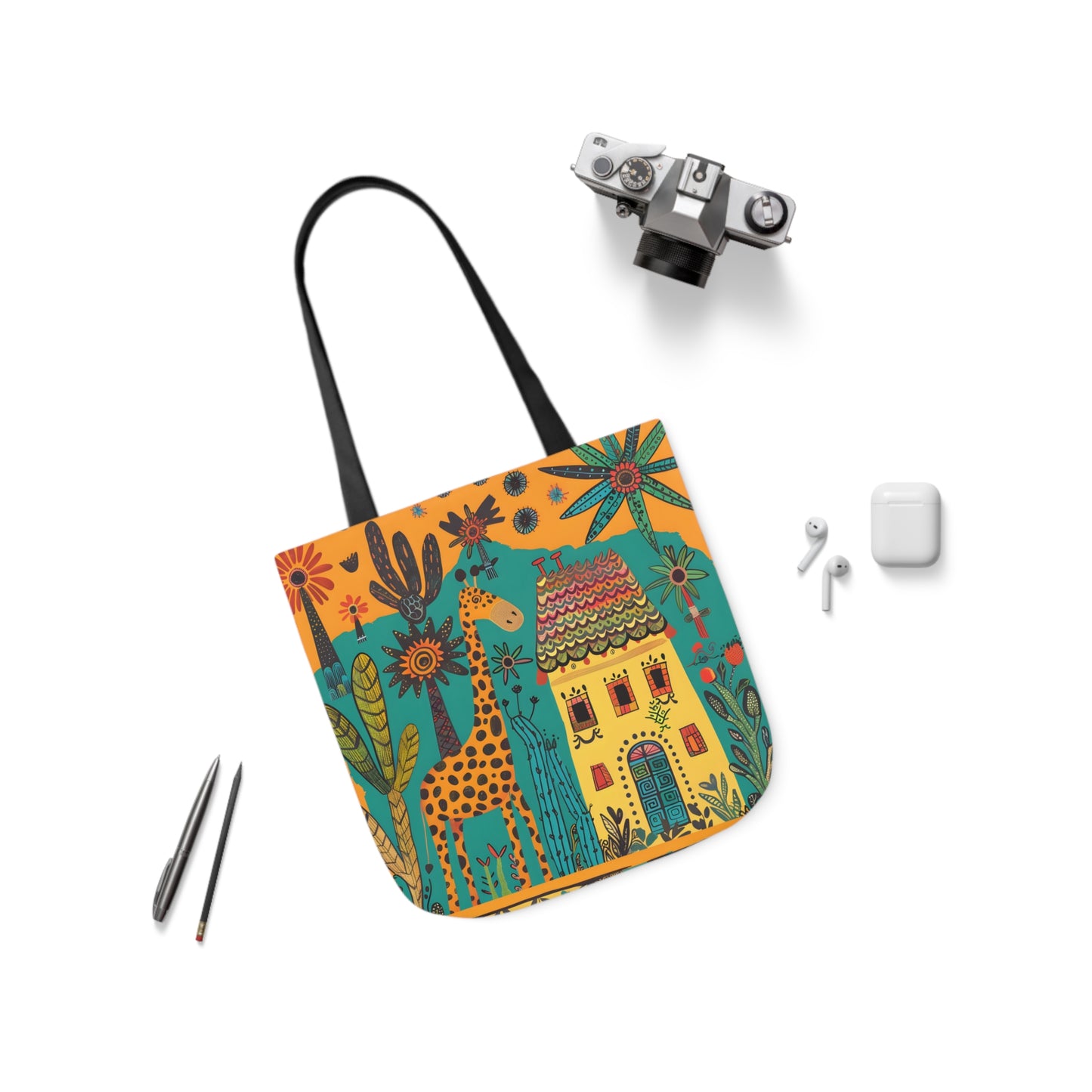 The giraffe that lives in my house Canvas Tote Bag, 5-Color Straps - StyleMZ