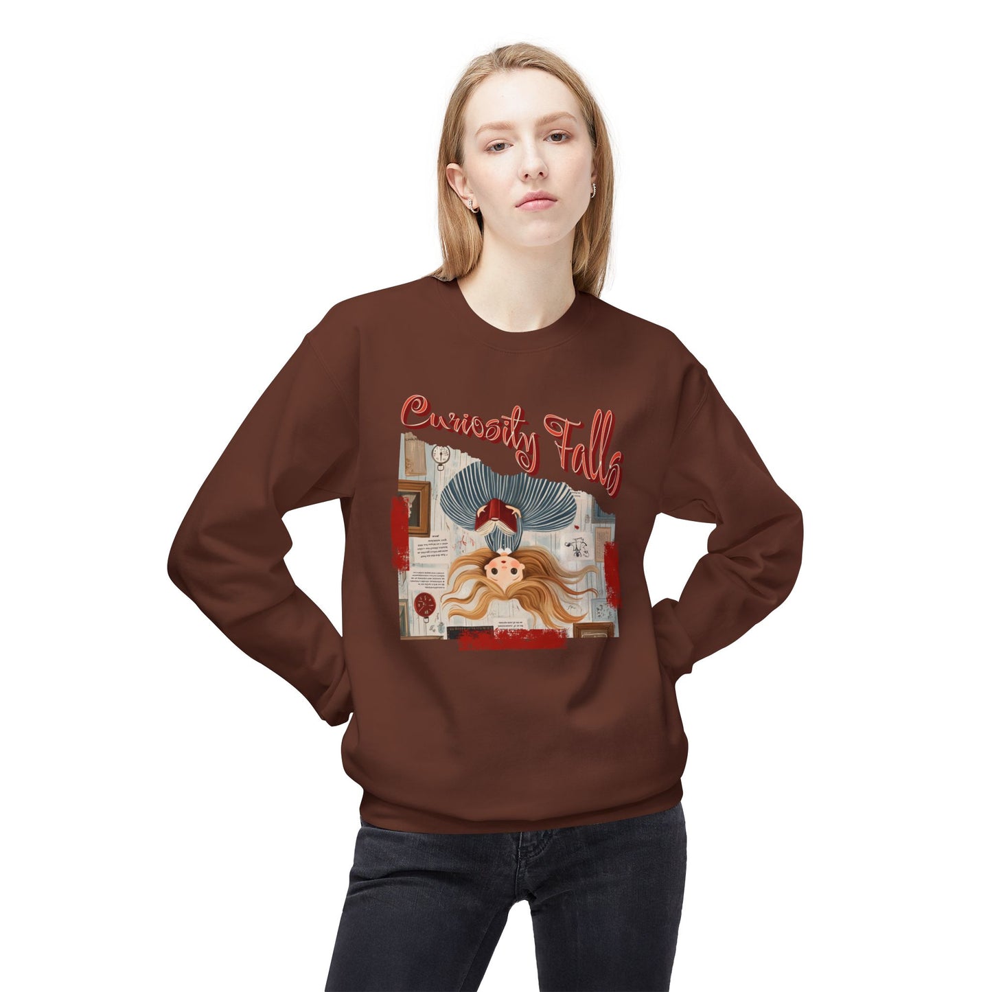 Korea -  Curiosity falls Unisex Midweight Softstyle Fleece Crewneck Sweatshirt  - StyleMZ