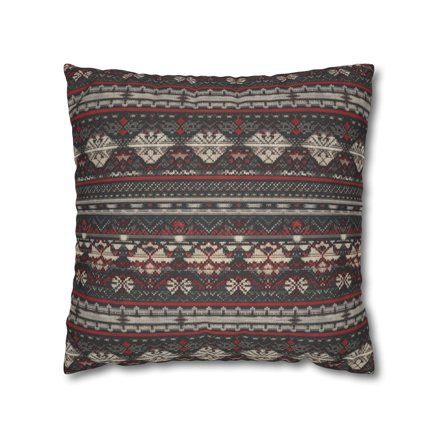 Nordic Knit Pattern Faux Suede Square Pillowcase - StyleMZ