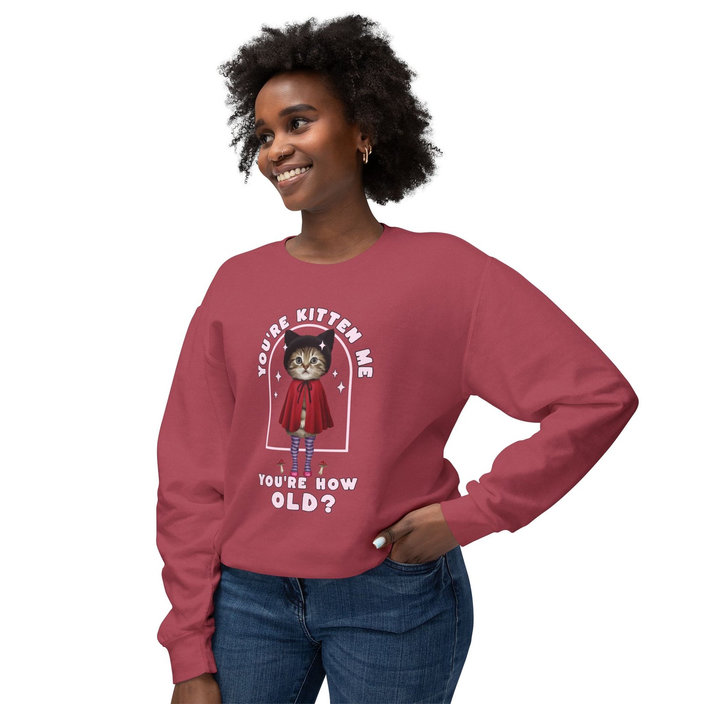 Korea -  You're kitten me! Unisex Lightweight Crewneck Sweatshirt  - StyleMZ