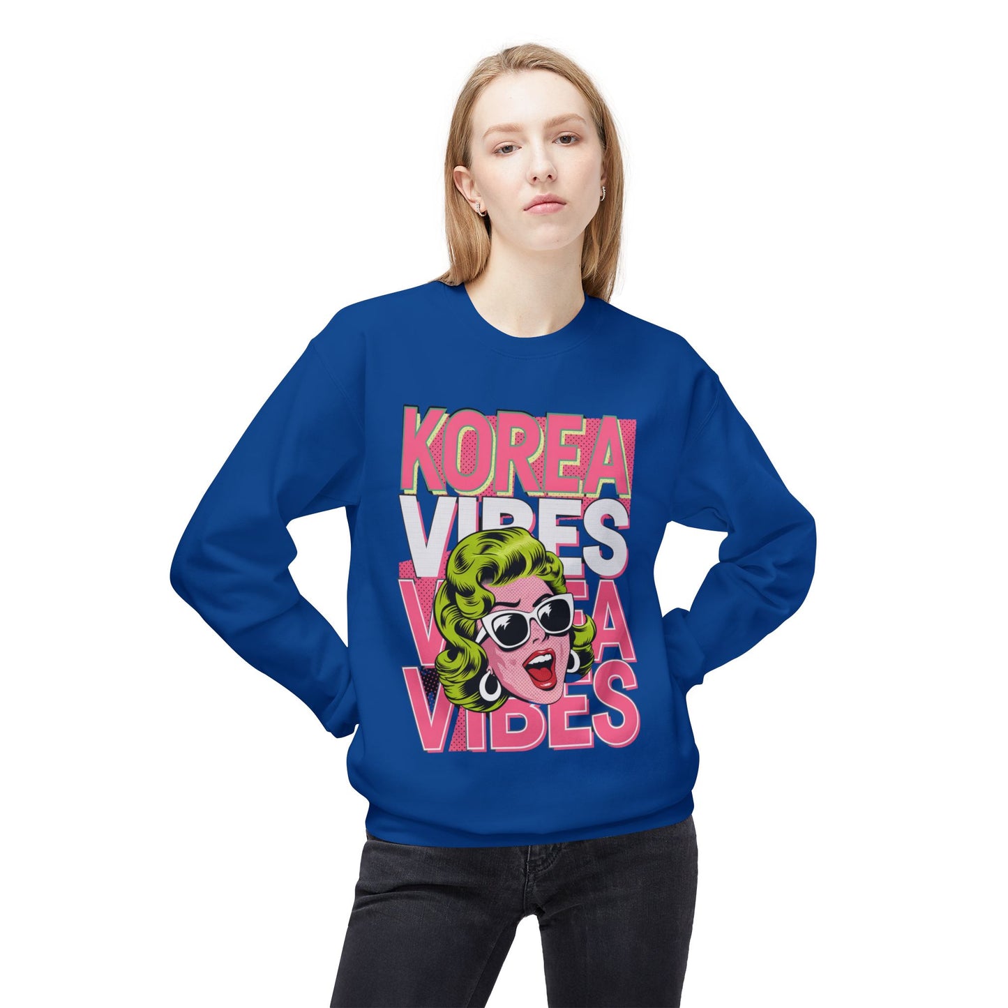 Korea -  Korea Vibes Unisex Midweight Softstyle Fleece Crewneck Sweatshirt  - StyleMZ