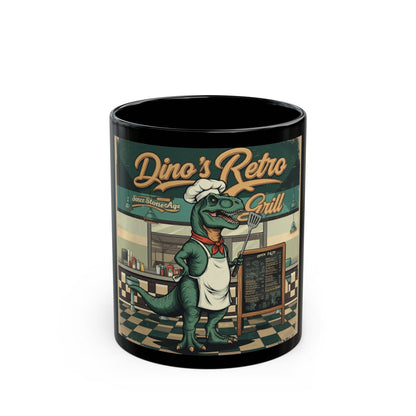 Dino’s Retro Grill Black Mug (11oz, 15oz) - StyleMZ