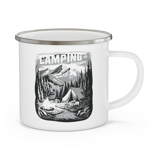 Corea - Camping es mi terapia Taza de camping esmaltada - StyleMZ 