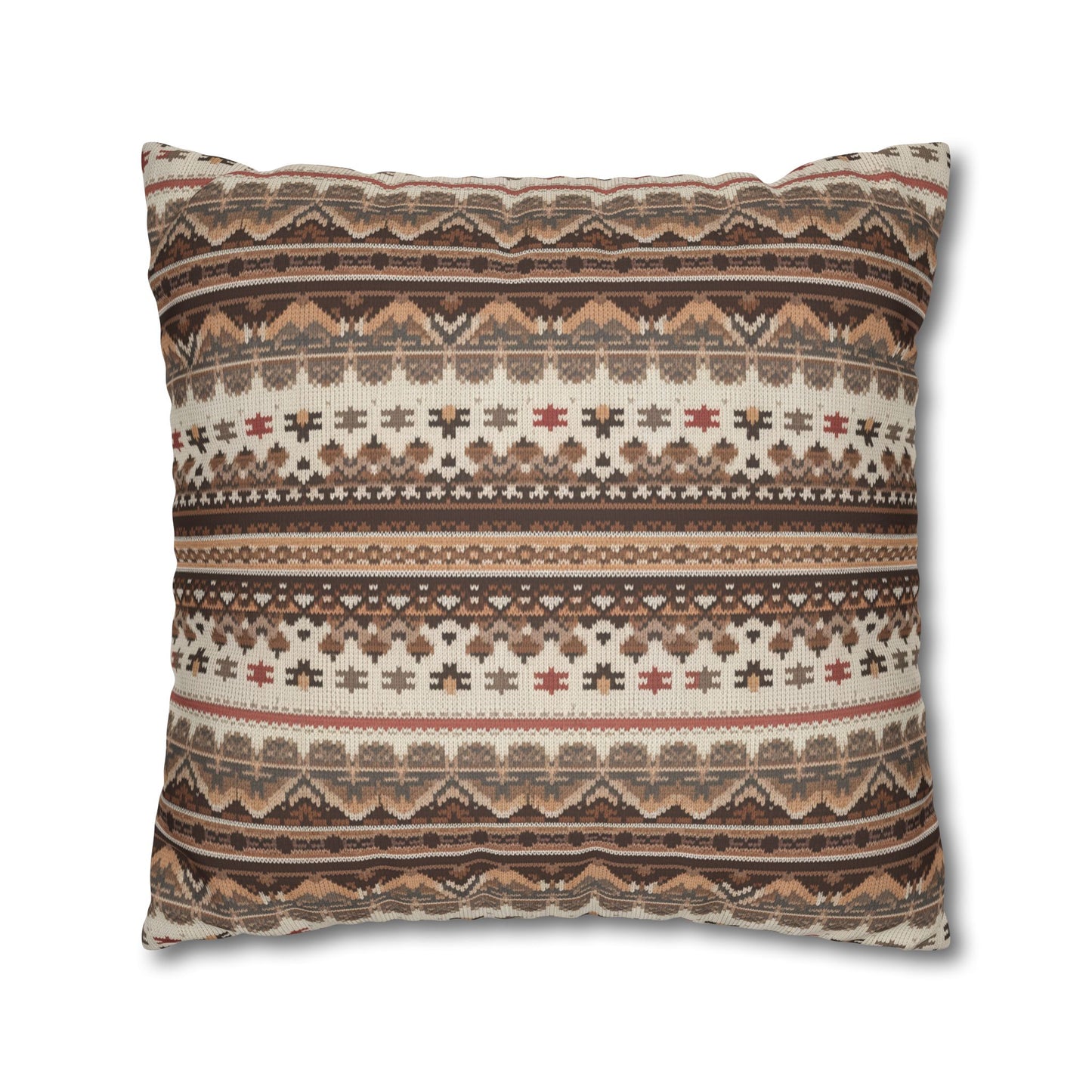 Warm Nordic Knit  Faux Suede Square Pillowcase - StyleMZ