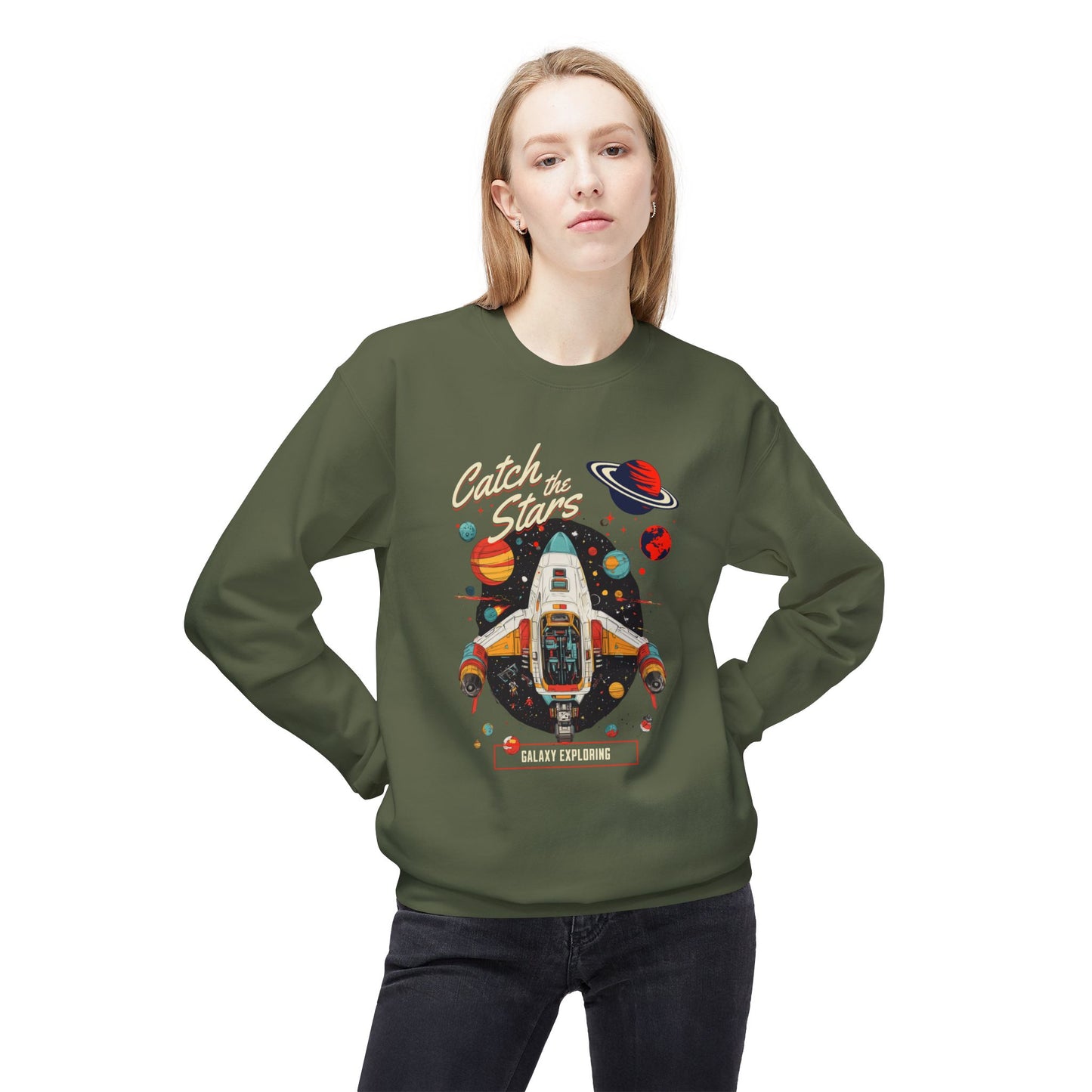 StyleMZ -  Catch the stars Unisex Midweight Softstyle Fleece Crewneck Sweatshirt  - StyleMZ