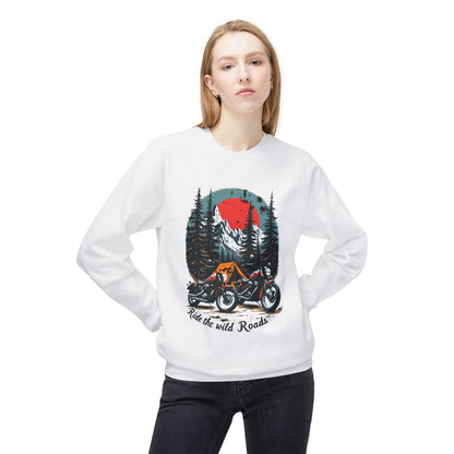 Ride the wild roads Unisex Midweight Softstyle Fleece Crewneck Sweatshirt - StyleMZ