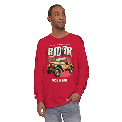 Korea -  Rider Back in Time Unisex Garment-dyed Long Sleeve T-Shirt  - StyleMZ