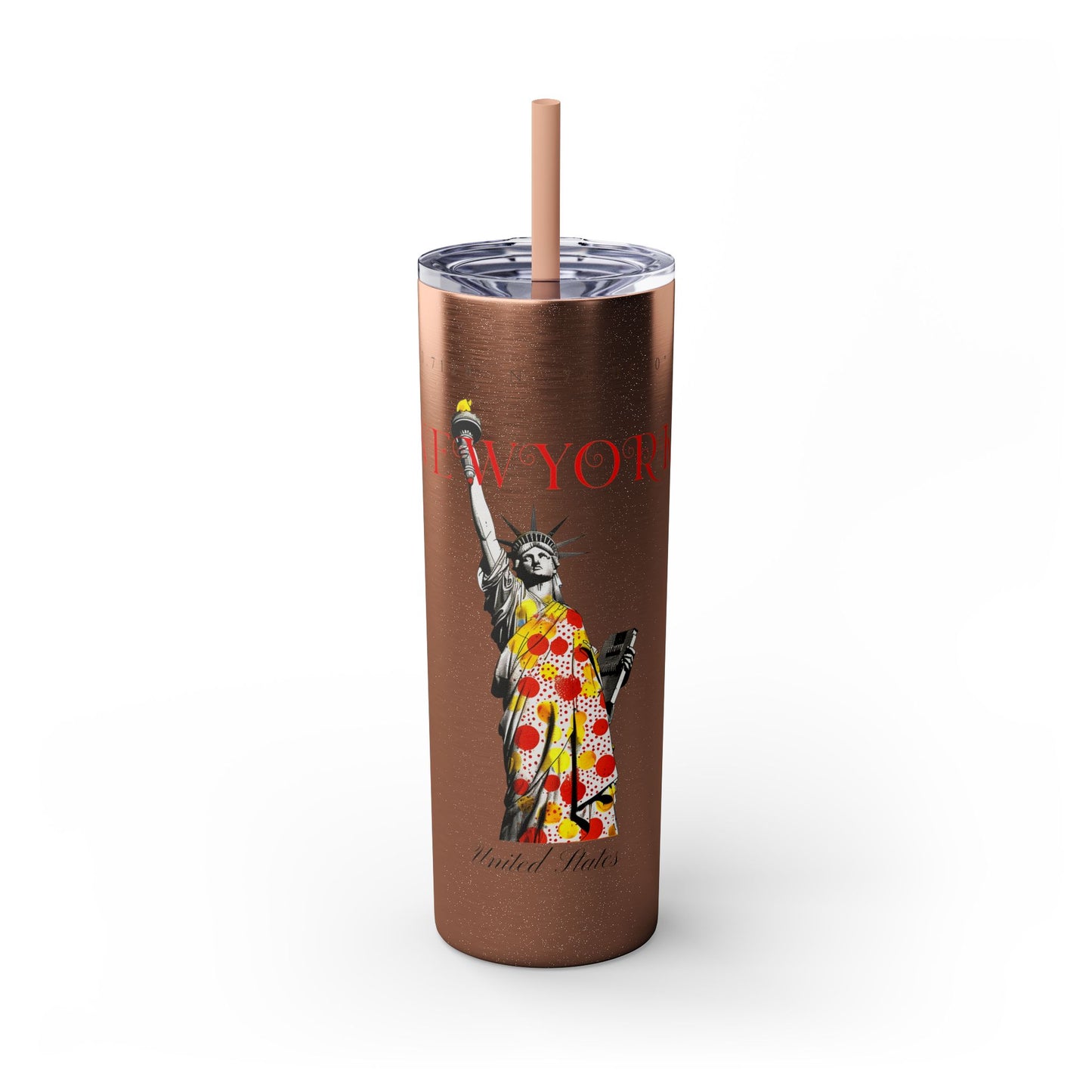 New York Glitter Skinny Tumbler with Straw, 20oz - StyleMZ